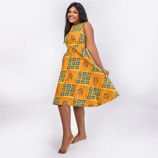 Funke - Sleeveless Midi Dress in African Print