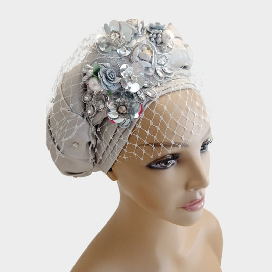 Gele-Inspired Turban with Floral