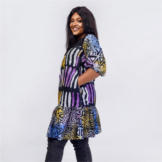 Joke - Midi Dress in Adire African Vibrant Print