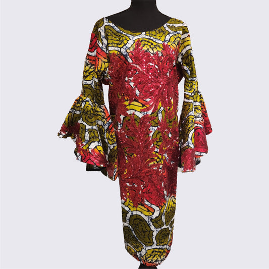 Seun Stoned and Embellished Ankara Dress