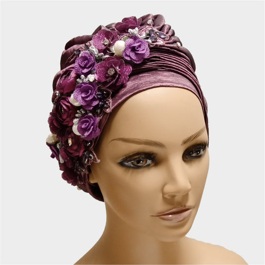 Turban with Claw Stones & Floral